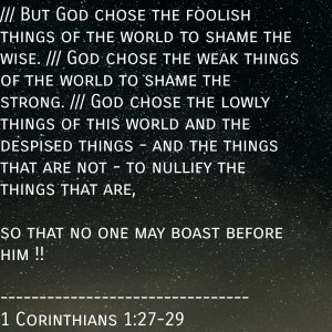 I Corinthians 1 : 27 - 29